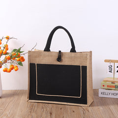 Jute & Baumwolltasche - Größe L | Schwarz