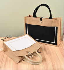 Jute & Baumwolltasche - Größe L | Schwarz